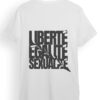 Remera oversize unisex blanca 100% de algodón con diseño de letras con efecto licuado en DTF