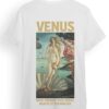 Remera oversize unisex blanca 100% de algodón con diseño de cuadro de venus en DTF