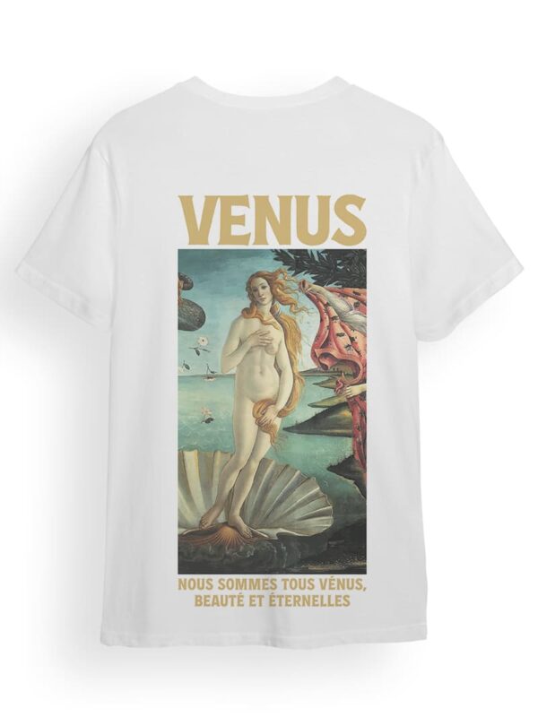 Remera oversize unisex blanca 100% de algodón con diseño de cuadro de venus en DTF